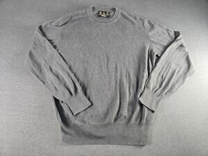 Barbour Sweater Mens Large Gray Classic Cotton Knit Crew Neck Pullover Scotland
